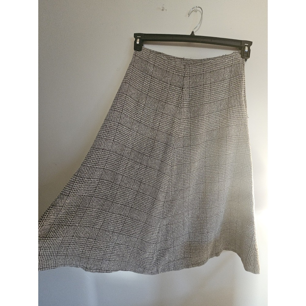 N Touch Vintage Neutral Brown Plaid A Line Skirt 70s Style